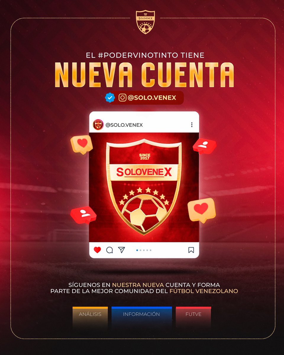 SOLOVENEX_'s tweet image. ¡El trabajo 𝐝𝐞𝐛𝐞 continuar! 🇻🇪
Nuestra anterior cuenta de Instagram (𝐬𝐨𝐥𝐨𝐯𝐞𝐧𝐞𝐱_) fue inhabilitada, pero el compromiso sigue intacto.
𝐓𝐮 𝐚𝐩𝐨𝐲𝐨 es importante para que nuestro contenido llegue a más personas.
⬇️ ¡𝐒𝐢́𝐠𝐮𝐞𝐧𝐨𝐬! ⬇️
instagram.com/solo.venex?igs…