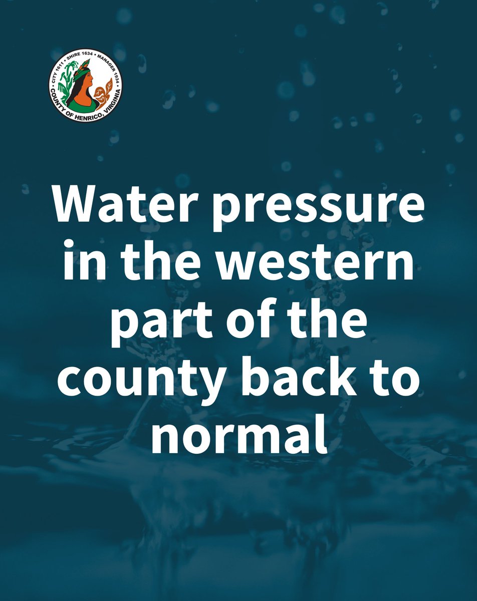 Residents should now be seeing a return of normal water pressure. Public Utilities crews have isolated the water main break underneath Deep Run Creek and made adjustments to pressure valves in the area, which have corrected the low water pressures from this morning.

(1/2)