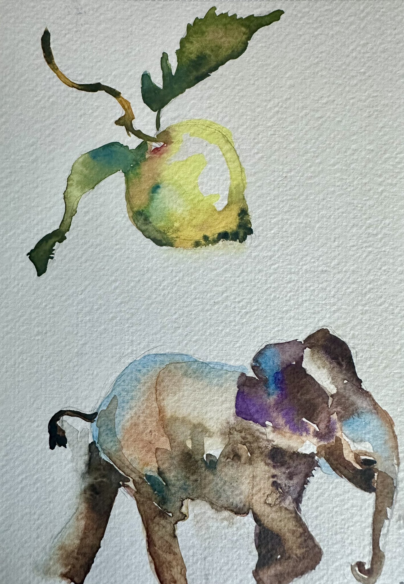 絵画　ソウ・リッカイ　水彩画 額なし⚫︎「凪」 水彩⚫︎ヨーロッパ画家ヴィタリエ ズブコ