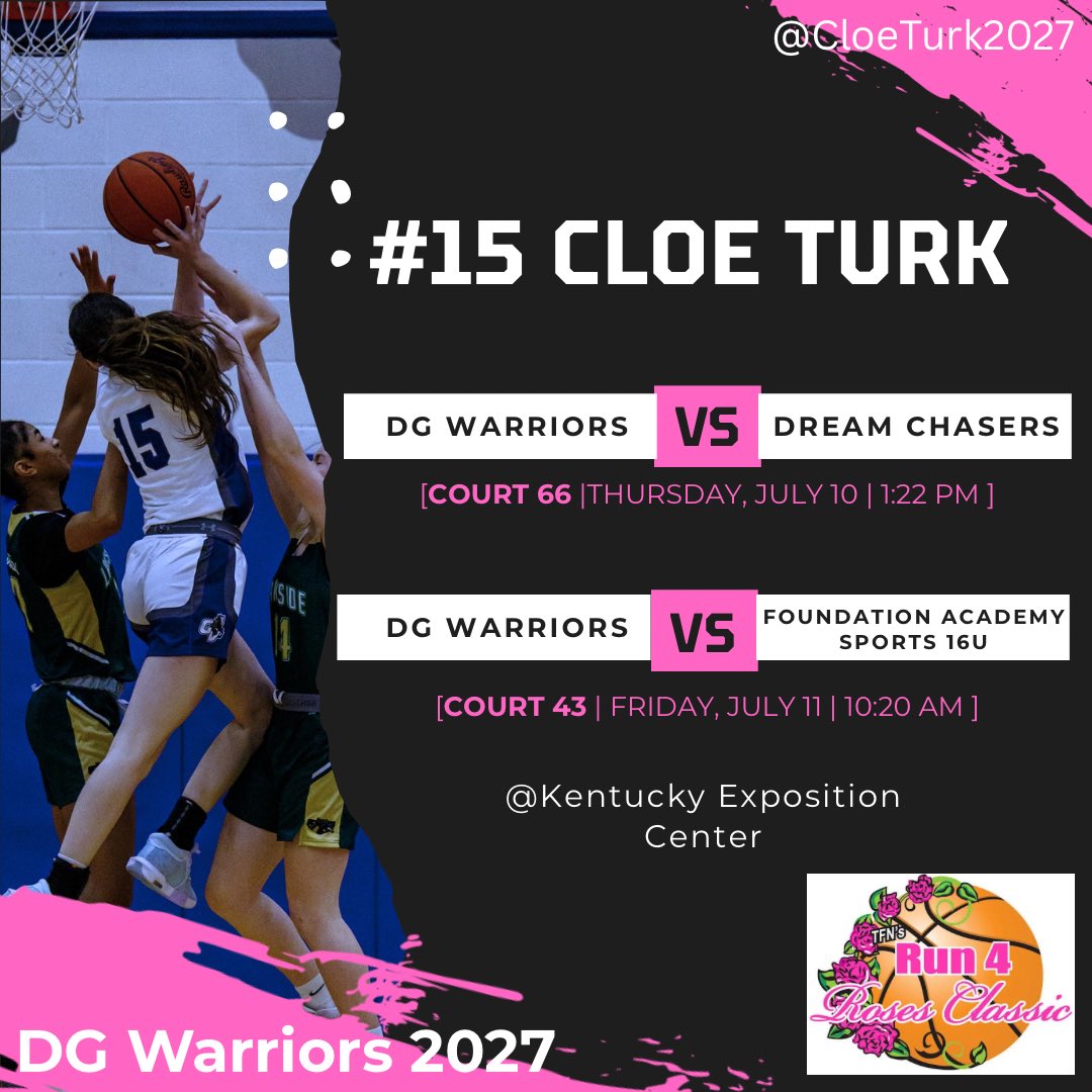 Cloe Turk (@cloeturk2027) on Twitter photo Cloe Turk 2027
5’9
4.3gpa
Sophomore Season :
14ppg + 5rpg
3rd Team All Ohio
1st Team All District
1st Team All County
My sophomore season highlight video is attached in my bio. Here’s my schedule for the Run for Roses Classic 🌹🏀
<a href="/dgwarriorswbb/">DG Warriors 2027</a> Cloe Turk 2027
5’9
4.3gpa
Sophomore Season :
14ppg + 5rpg
3rd Team All Ohio
1st Team All District
1st Team All County
My sophomore season highlight video is attached in my bio. Here’s my schedule for the Run for Roses Classic 🌹🏀
<a href="/dgwarriorswbb/">DG Warriors 2027</a>