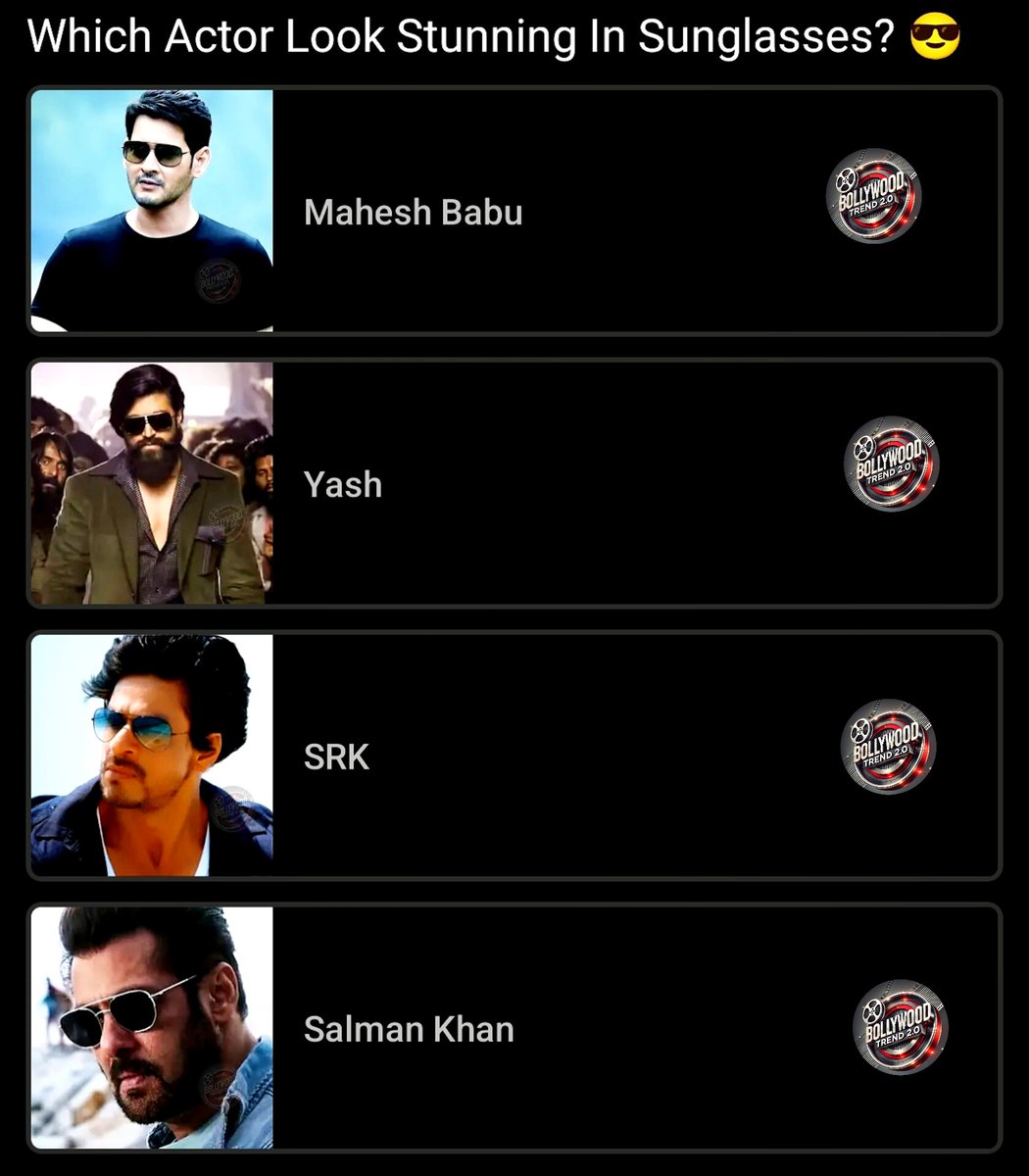 bollytrend2's tweet image. 🕶️ Which Actor Looks STUNNING in Sunglasses? 🔥
Vote for your favorite style icon! 💥👇

✨ Mahesh Babu – Cool &amp;amp; Classy
✨ Yash – The Rocking Star Vibe
✨ SRK – King of Swag
✨ Salman Khan – Bhaijaan’s Bold Look

📸 Powered by: Bollywood Trend 2.0
#StyleBattle #SunglassSwag