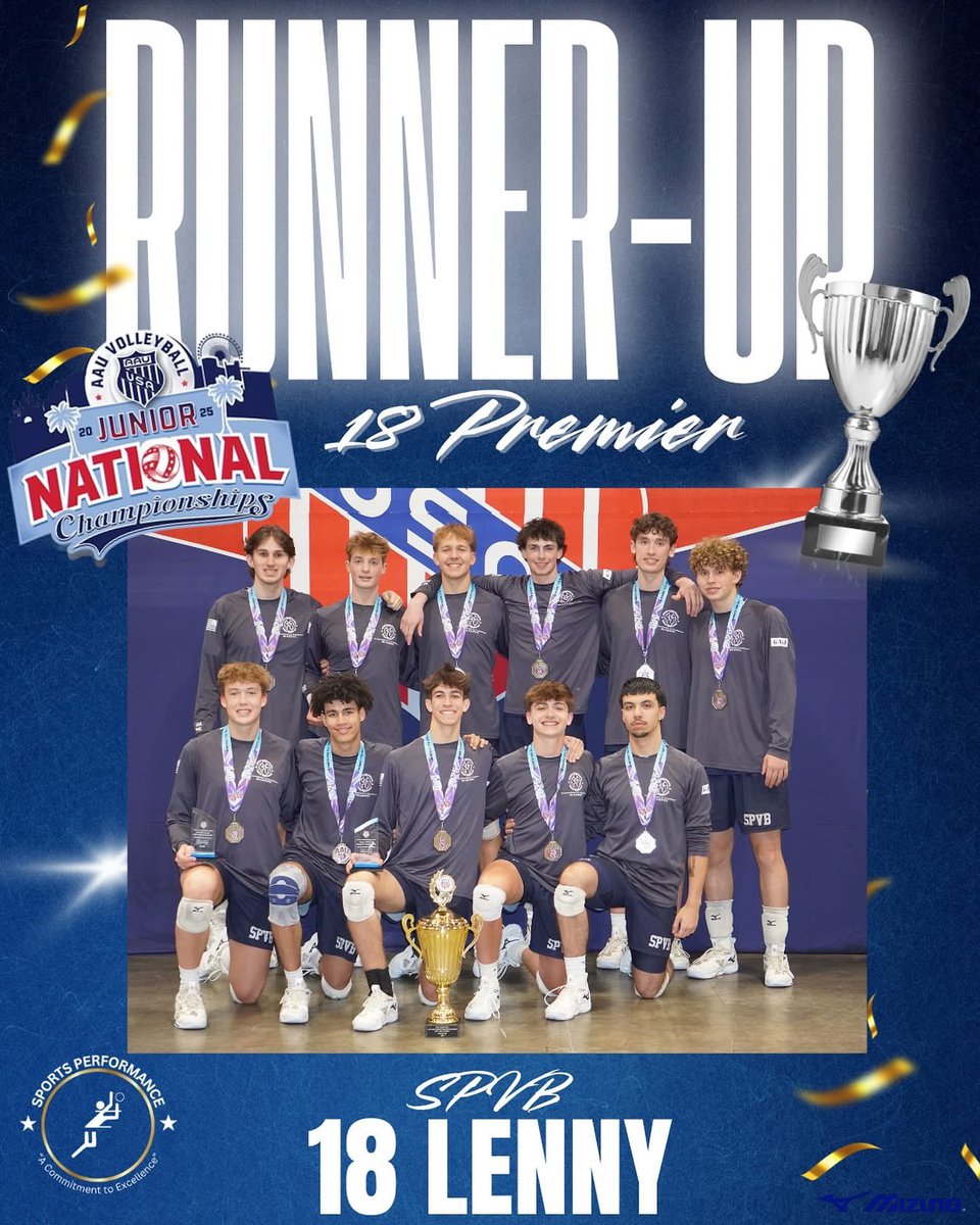 Congrats to one of our Outside Hitters, rising junior Bjorn Vinje and his club team (Sports Performance 18 Lenny) on their second place finish at Nationals in the 18 Premier Division. We are all extremely proud of you!