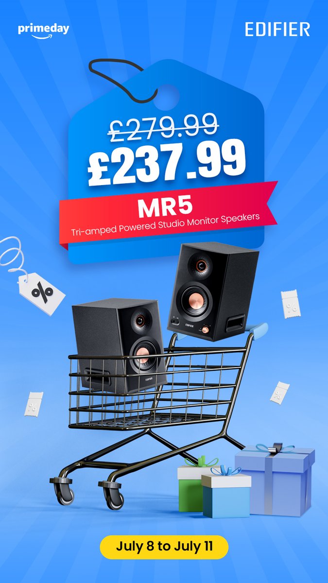 Edifier_Global's tweet photo. 🇬🇧 UK Only – Prime Day Deal!
Edifier MR5 drops from £279.99 → £237.99
🎶 Studio-grade sound for your desktop setup.
🛒 Shop now https://t.co/oEttcAiI6I
#PrimeDay #EdifierMR5 #StudioSpeakers #UKDeals https://t.co/6cQxAP3VrS