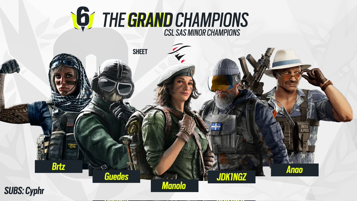 🏆CSL SAS MINOR JULHO GRAND CHAMPIONS🏆

Equipe da  <a href="/SheetR6s/">Sheet</a> conquista a vitória em um Dramático 2x1 sobre a <a href="/FOLHAAMARELAR6S/">FOLHA AMARELA🌾</a> e se consagra  a Grande Campeã desse minor

Parabéns
<a href="/manolo_r6/">ManoloR6</a>
<a href="/JDK1NGZ/">JDK1NGz 愛</a>
<a href="/gabrielcesart/">SrDosAnoes</a>
<a href="/guedes_r6/">Gabriel Guedes</a>
<a href="/gustavo_brtz/">BrtzR6</a>
<a href="/CyphrR6/">Cyphr</a>

<a href="/R6atualizado/">ATUALIZADO</a> <a href="/R6Pedia/">R6PÉDIA ™</a>