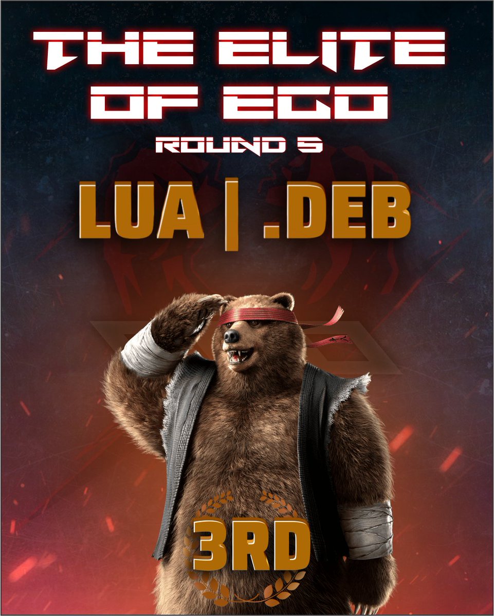 CHEGOU AO FIM  O EGO SEMANAL ROUND 5!

PARABÉNS AOS FINALISTAS: 
🥇RIZE | yuu 
🥈LUA |JVITORTKGOOD
🥉LUA | .deb
E A TODOS OS COMPETIDORES, NOS VEMOS NA PRÓXIMA! 

bracket completa: challonge.com/pt_BR/fneerbt
#EGO #fightforego #TEKKEN8