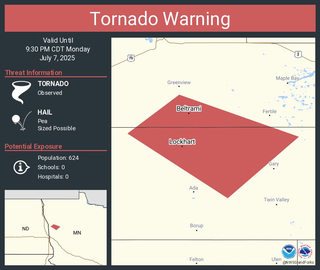 Tornado Warning continues for Beltrami MN and  Lockhart MN until 9:30 PM CDT