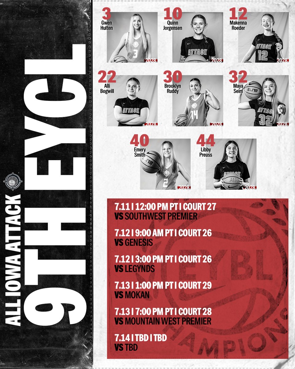 𝓙𝓤𝓛𝓨 𝓛𝓘𝓥𝓔 𝓢𝓒𝓗𝓔𝓓𝓤𝓛𝓔
Starts Friday ...

EYCL Session III
🗓️ July 11-14
📍 Las Vegas, NV

#AttackFamily x #2025EYCL
#Road2Chi