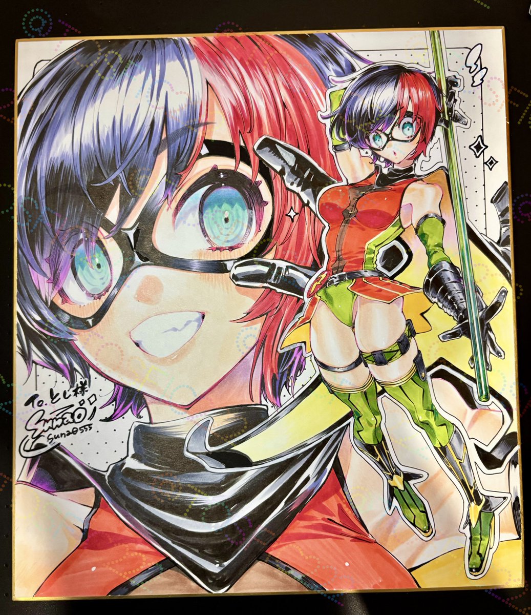 tosfic222's tweet image. ジャパコミの収穫!
sunao先生(@suna0555)にお願いしていました事前コミッション!
DC Ame-Comi Girlsのロビンをお願いしました。
1枚の色紙に全身とヘッドショットという超豪華仕様!色も綺麗で表情も可愛い!😆
当日クイックスケッチでデュエラ・デントもお願いしちゃいました。
#ジャパコミ
#DC