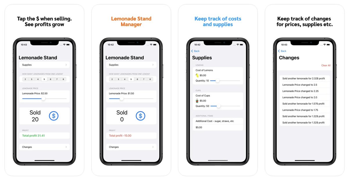 EasySimpleSmart's tweet image. Our free Lemonade Stand app is teaching kids about business.
Supplies, Cost, Profit, break even point... and the satisfying cha-ching when making a sale.