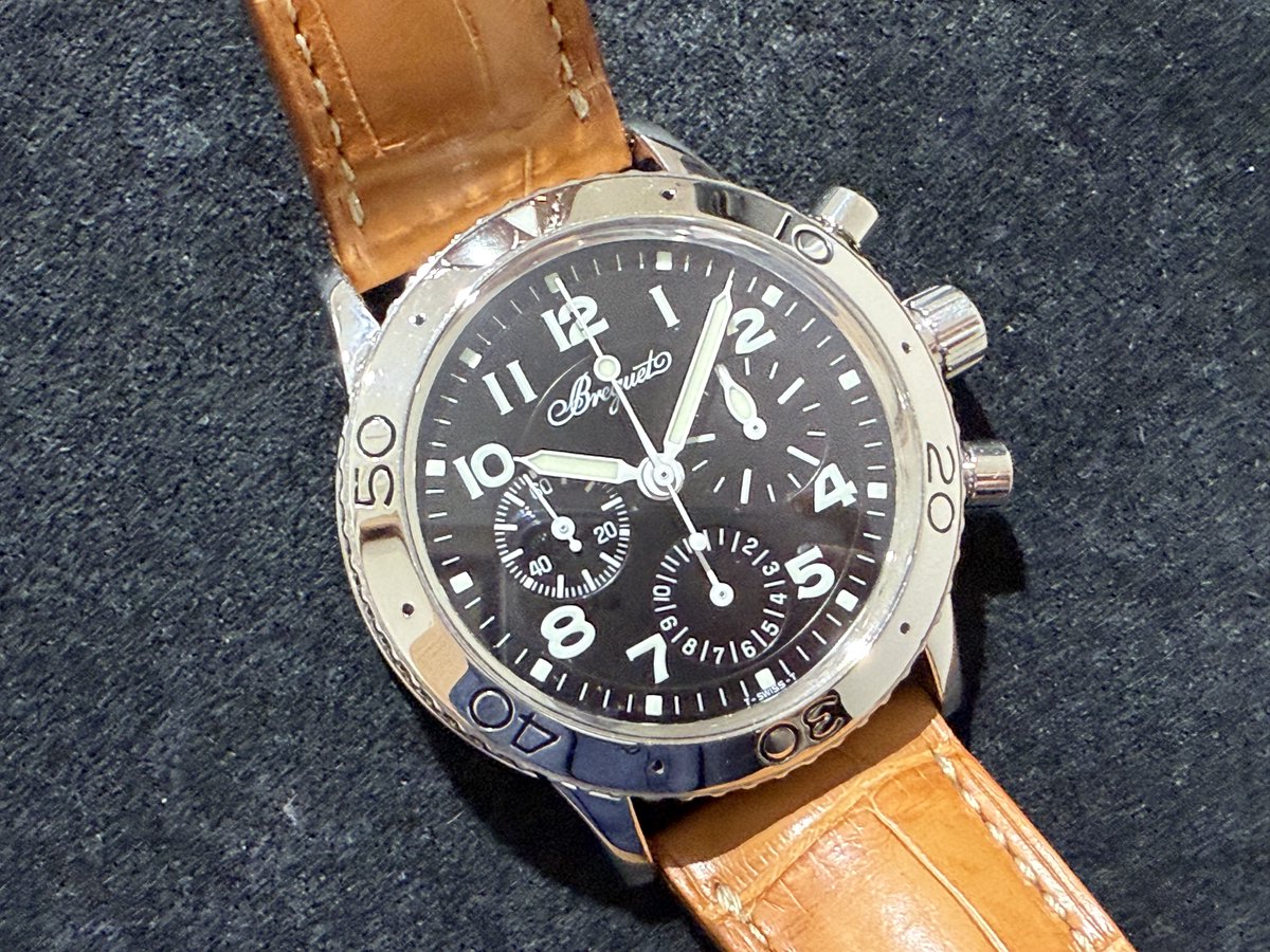 bigmoonkyoto's tweet image. 本日は【BREGUET ブレゲ タイプXX アエロナバル 3800ST】をお買い取りさせていただきました！1950年代にフランスの海軍航空部隊パイロットの為にBREGUET ブレゲが製作したのがタイプXX、そして1995年に登場した アエロナバル は今でもファンの多い1本です。(^^; #breguet #typexx #bigmoonkyoto