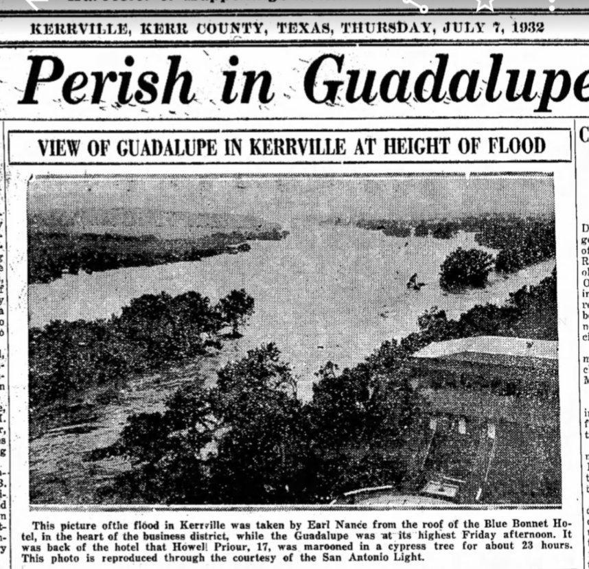 cary_mock's tweet image. This from a Kerrville, Texas newspaper on the July 2, 1932 flood. #Flood #TexasFlood #kerrvilleflooding #TexasFlooding #txwx