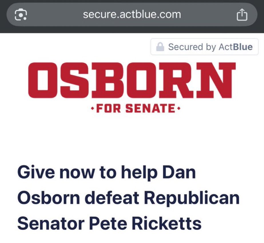 Politics & Poll Tracker 📡 (@polltracker2024) on Twitter photo Dan Osborn’s donation page is already up.
He’s running for Senate again but this time challenging Pete Ricketts.
H/t <a href="/CloudsterWx/">CloudsterWx</a> Dan Osborn’s donation page is already up.
He’s running for Senate again but this time challenging Pete Ricketts.
H/t <a href="/CloudsterWx/">CloudsterWx</a>