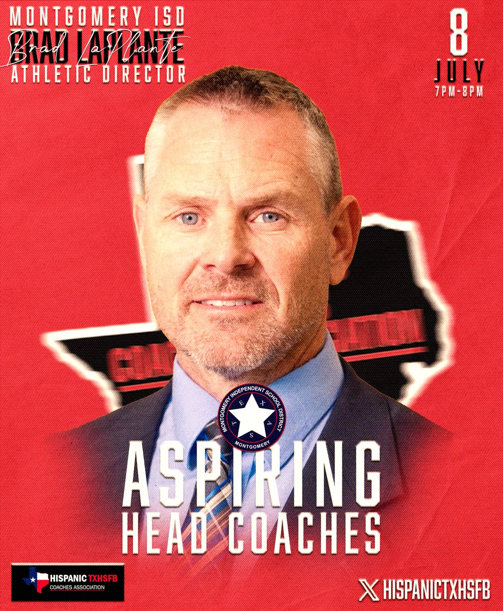 📢 Reminder!

TOMORROW we’re LIVE with Brad LaPlante, Montgomery ISD Athletic Director, for our Aspiring Head Coaches Zoom Clinic!

🔥 Game-changing insight
🔥 Leadership lessons
🔥 For future Head Coaches

🗓️ July 8 | 🕖 7PM-8PM | 💻 Zoom

#HTXHSFBCA #CoachingLeadership