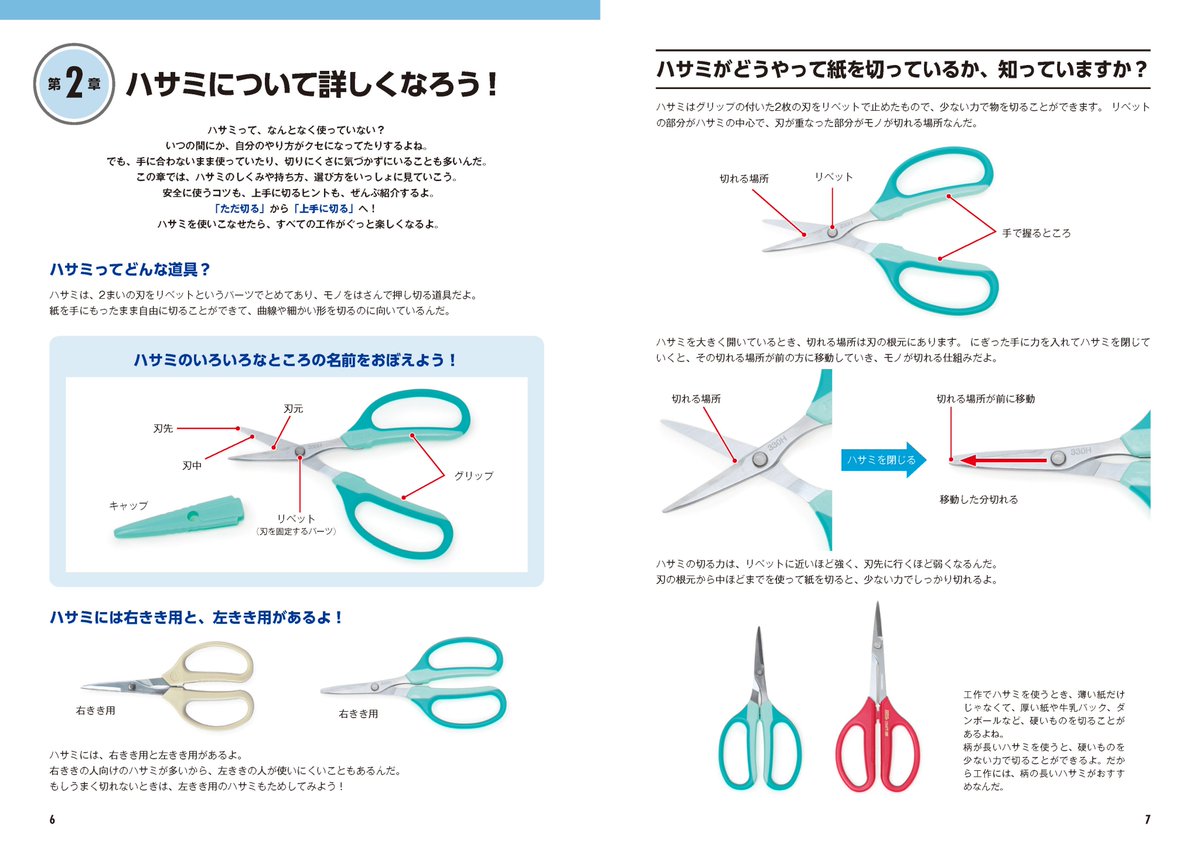 odonger2's tweet photo. ハサミについて詳しくなろう！
10ページにわたり、ハサミの基本、使い方、選び方、質問の多いメンテナンス方法を掲載

僕らのノウハウはもちろん、アルスコーポレーション様（ @ars_edge ）にご監修いただき、安全で正しい使い方を紹介しています
これで君も、ハサミマスター！！！
#紙工作の教科書 https://t.co/t57M411l1z