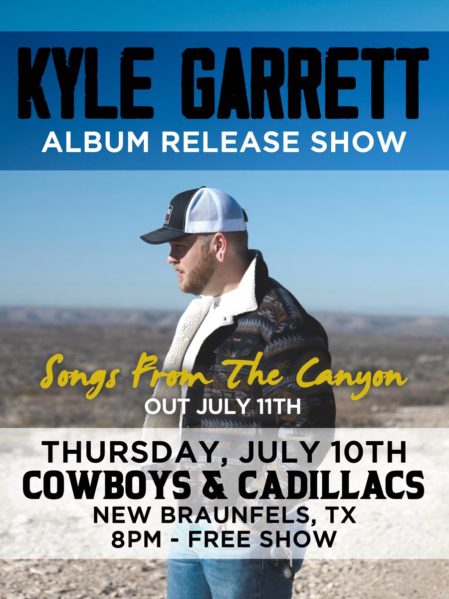 There’s a party Thursday at <a href="/CBarCRooftop/">CowboysandCadillacs</a> to celebrate my second LP! See you there 🫡
•
•
#nbtx #newbraunfelslivemusic #newbraunfels #countrymusic #texascountry