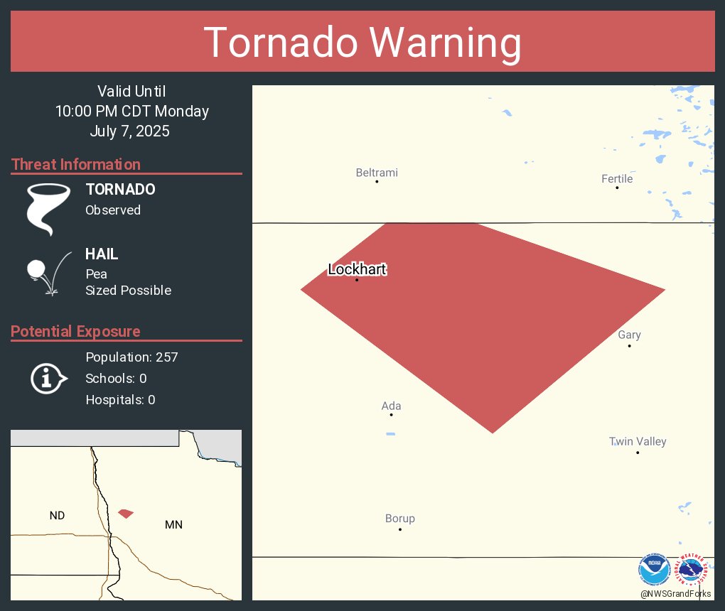 Tornado Warning including Lockhart MN until 10:00 PM CDT