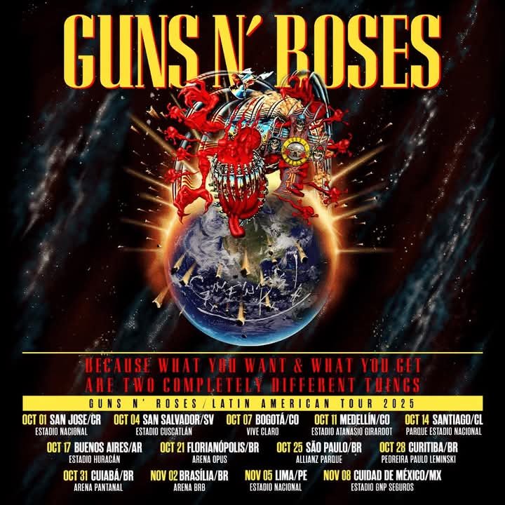 carlosschultz's tweet photo. Excursão Guns N' Roses em Florianópolis dia 21 de outubro de 2025 na Arena Opus...Excursão saindo de Carazinho...✅(54)9 99483751 https://t.co/ktwYytC9cJ