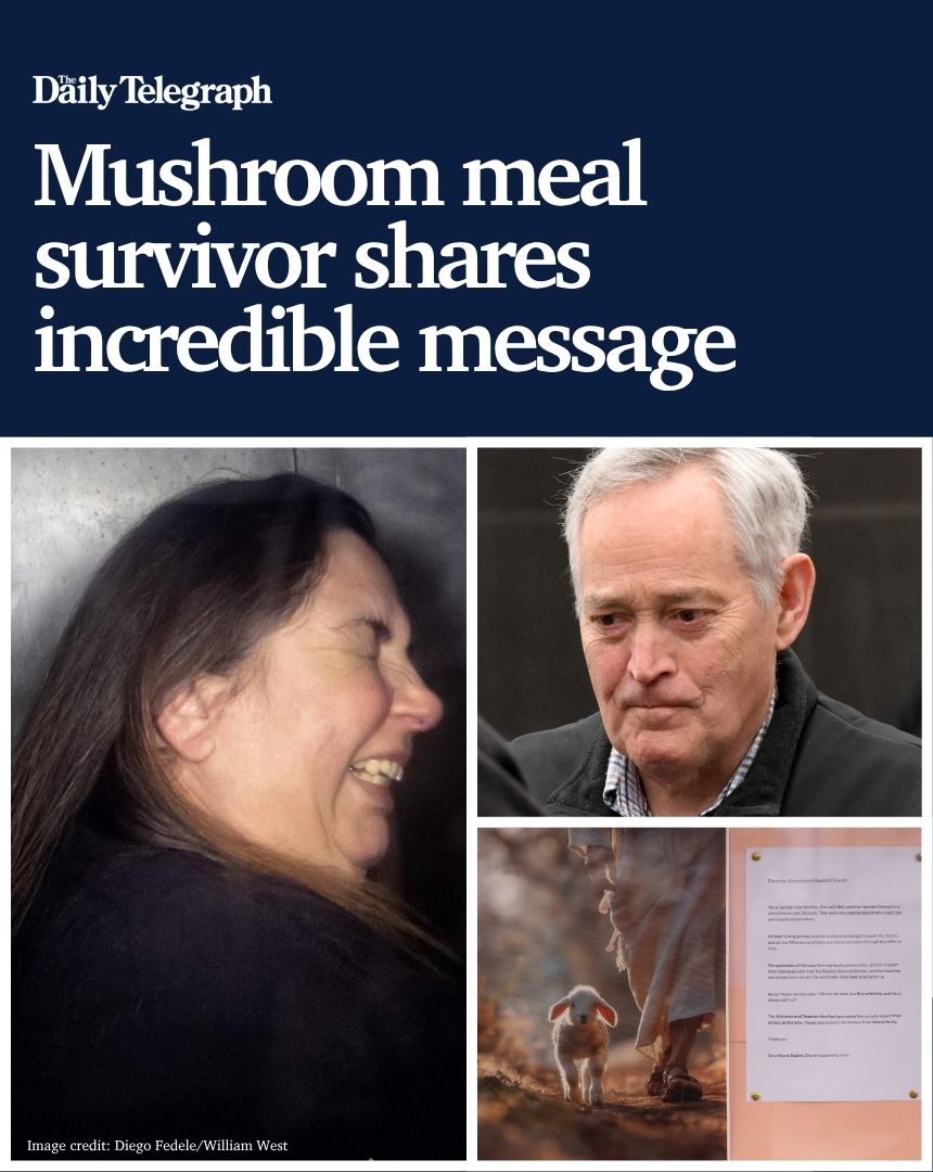 The Baptist church pastor who survived eating a meal poisoned by killer cook Erin Patterson has shared an inspiring message at his church ➡️ bit.ly/44wyf8w