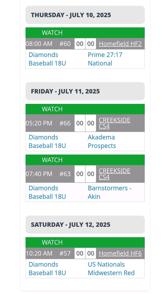 Diamonds are gearing up for another tournament this weekend! Homefield and Creekside