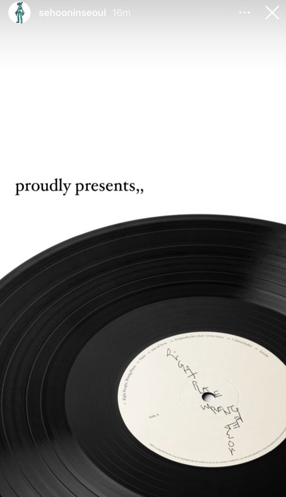 RPWP’s ‘A&amp;R’ Sehoon Jang via instagram story:

“proudly presents,,”

🔗 instagram.com/stories/sehoon…

RPWP VINYL 
#RightPlaceWrongPerson