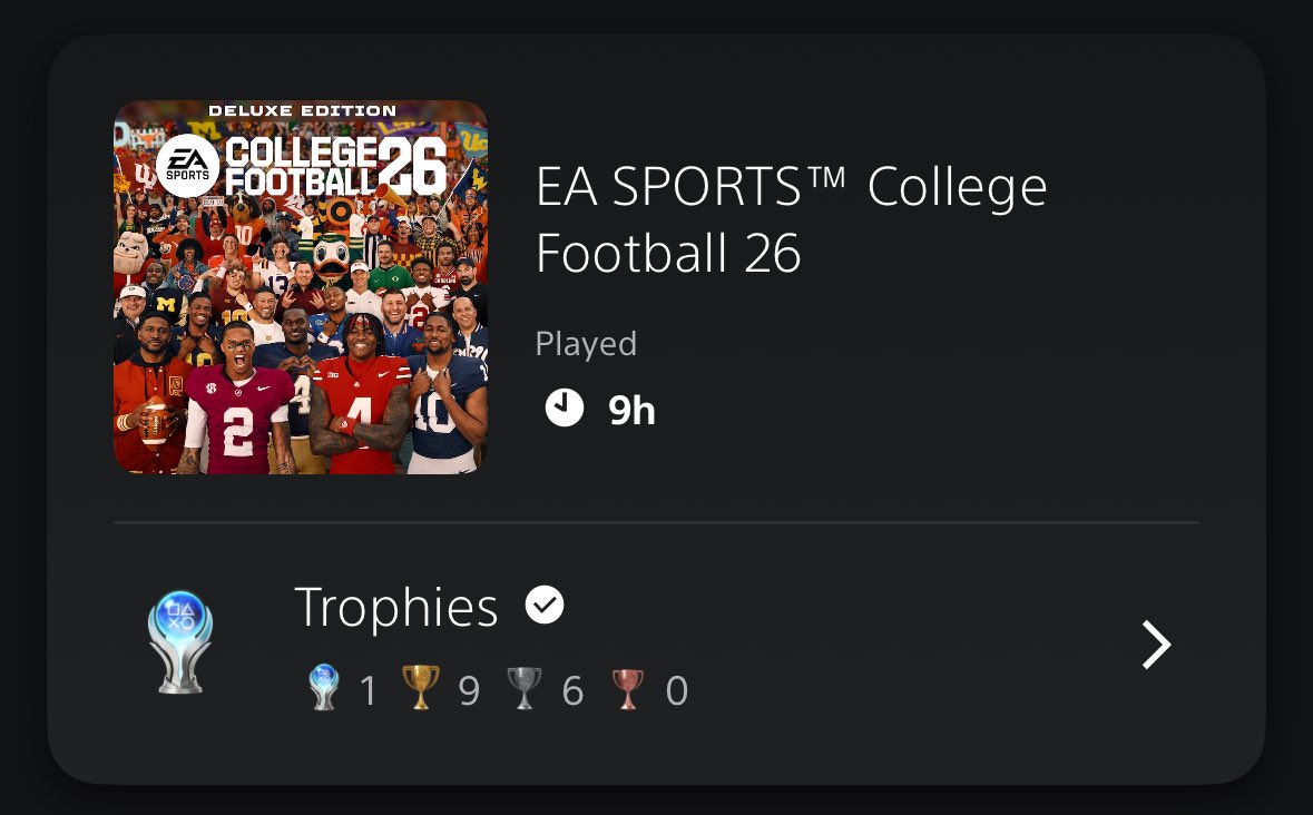 i spent the entire day getting Platinum on College Football 26 since i still haven’t decided who i want to film with yet