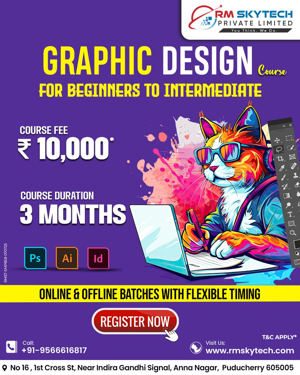 RMSkyTech1's tweet image. 🎨 Unleash your creativity!

Join RM Skytech’s Graphic Design Course—learn Photoshop, Illustrator &amp;amp; InDesign from scratch.

🕒 3 Months | Online &amp;amp; Offline | Flexible Timing

📞 95666 16817 
🌐 rmskytech.com

#GraphicDesignCourse #RMskytech #LearnDesign #DesignCareer
