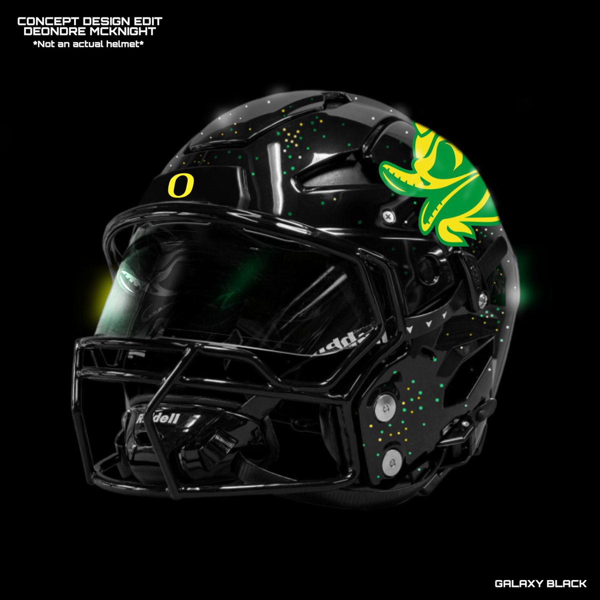 Win__The__Day's tweet photo. Galaxy of Ideas. 

Oregon Ducks Galaxy Black &amp; Combat Duck Helmet Concept!!!!

Would be so cool for a night game in real life! *Not an actual helmet* #GoDucks #Nike https://t.co/YanXFeoYlv