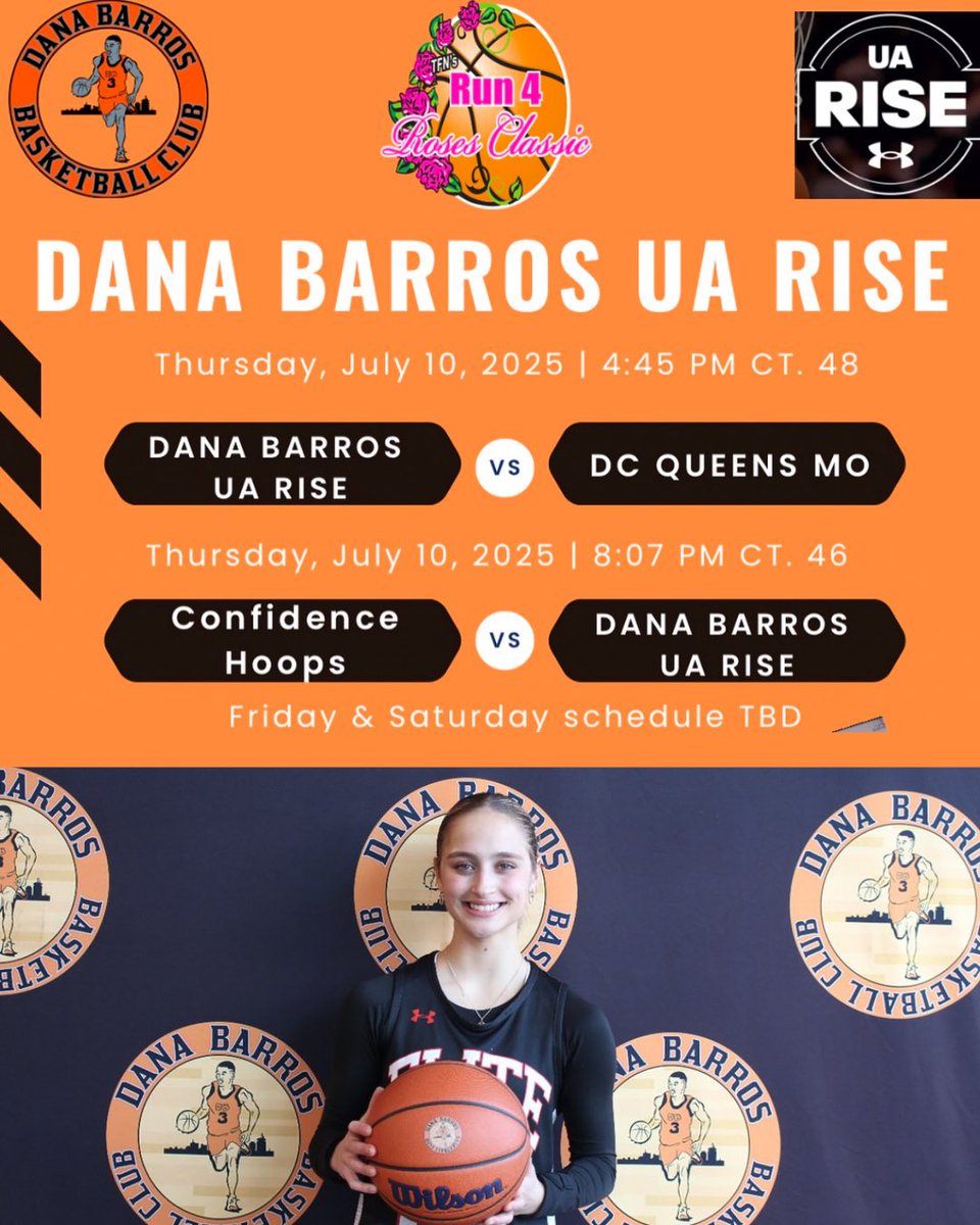 Here is my schedule for this upcoming <a href="/TFNsRun4Roses/">TFN's Run 4 Roses</a> tournament and session 2 of the <a href="/UARiseGirls/">UA Rise Girls I Basketball</a> circuit this upcoming week with my team! <a href="/nehoopjournal/">New England Basketball Journal</a> <a href="/danabarrosbball/">Dana Barros Basketball</a>