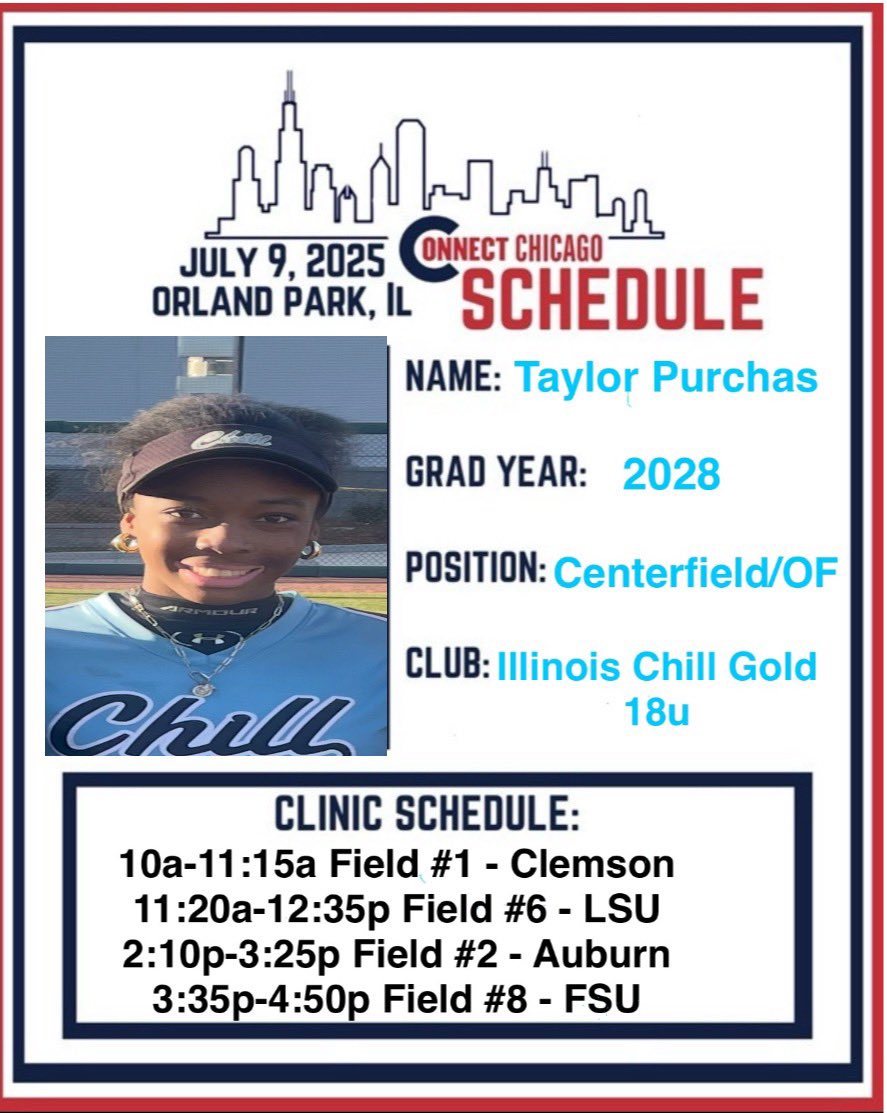 Taylor Purchas (c/o 2028) (@purchastp3) on Twitter photo Connect Camp Chicago! <a href="/DDSBandEvents/">Diamond Direction</a> I really enjoyed this last summer… excited for this one.<a href="/tagupSoftball/">tagup</a> <a href="/ILChillGold/">Chill Gold Softball</a> <a href="/los_stuff/">Carlos Arias</a> <a href="/jimdonovan45/">Jim Donovan</a> Connect Camp Chicago! <a href="/DDSBandEvents/">Diamond Direction</a> I really enjoyed this last summer… excited for this one.<a href="/tagupSoftball/">tagup</a> <a href="/ILChillGold/">Chill Gold Softball</a> <a href="/los_stuff/">Carlos Arias</a> <a href="/jimdonovan45/">Jim Donovan</a>