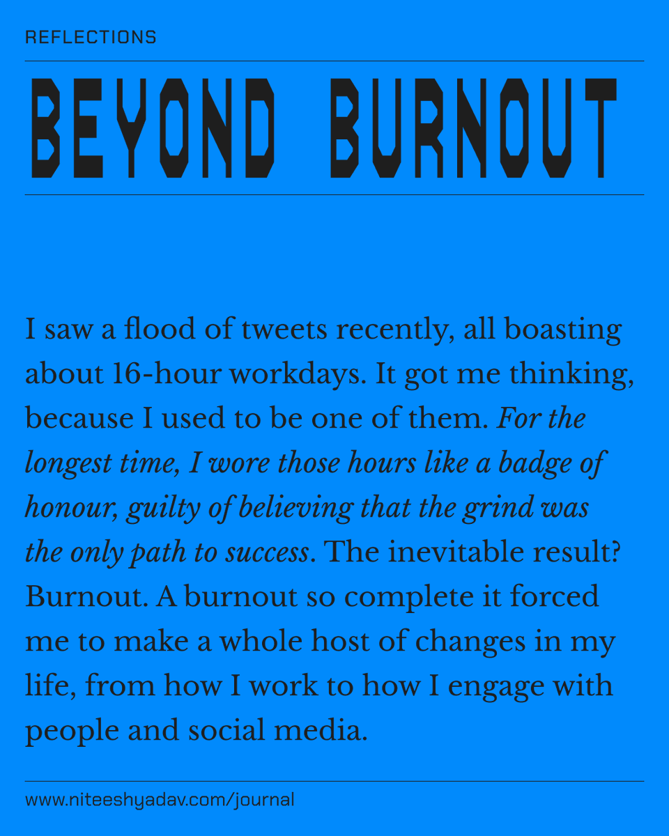 There was a time when I quietly stepped away from all social media. I’ve finally written about what happened and what I learned. If you’ve ever felt lost on your own path, you might find something useful here. Here is a quick note on it niteeshyadav.com/blog/beyond-bu…