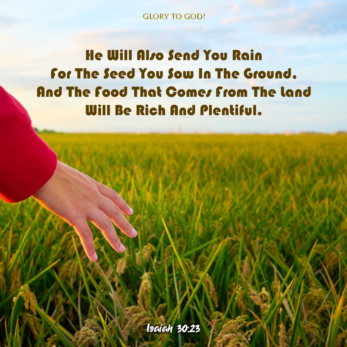 daily_breads's tweet photo. Then the LORD will bless you with rain at planting time. There will be wonderful harvests and plenty of pastureland for your livestock.
Isaiah 30:23

#verseoftheday #bibleverse #dailyverse https://t.co/rUpRxsaS0N