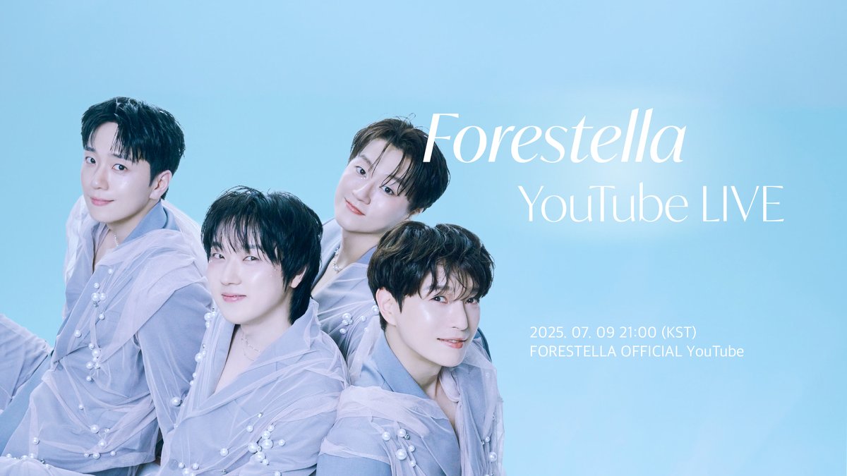 official_fore's tweet photo. [🎥]

#포레스텔라 LIVE🔴

🗓️ 25.07.09(Wed) 9PM (KST)
📍FORESTELLA OFFICIAL YOUTUBE

#Forestella
#배두훈 #BaeDoohoon #강형호 #KangHyungho
#조민규 #ChoMingyu #고우림 #KoWoorim https://t.co/d3MCtlQXYi