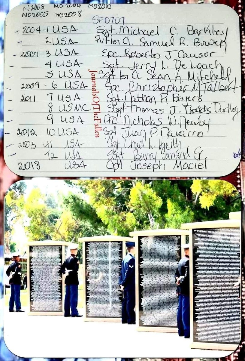 Patriots let us Honor the Fallen that gave their all on this day July 7th during the Global War On Terror . 
May they all Rest in Peace!
SemperFidelis,
ECasas 
#V1P96
#JOTF4486
#neverforgotten7052 #USA   #USMC  #JournalsOfTheFallenFortyFourThousand 
#TheNamesofTodaysFallen