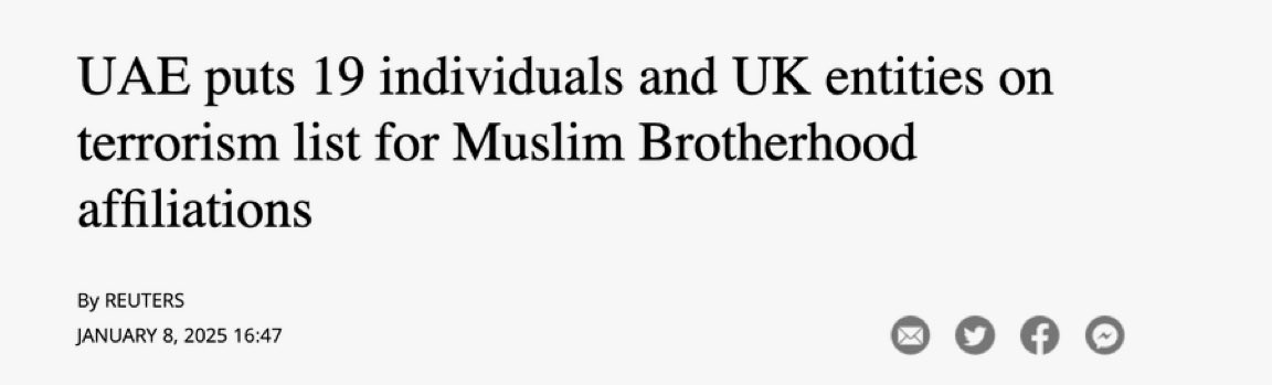 The UAE designated 19 individuals and entities for ties to the Muslim Brotherhood—eight of them are based in the UK.

Let that sink in: an Arab country is sanctioning groups operating in the West because the UK has allowed so many Islamists in.