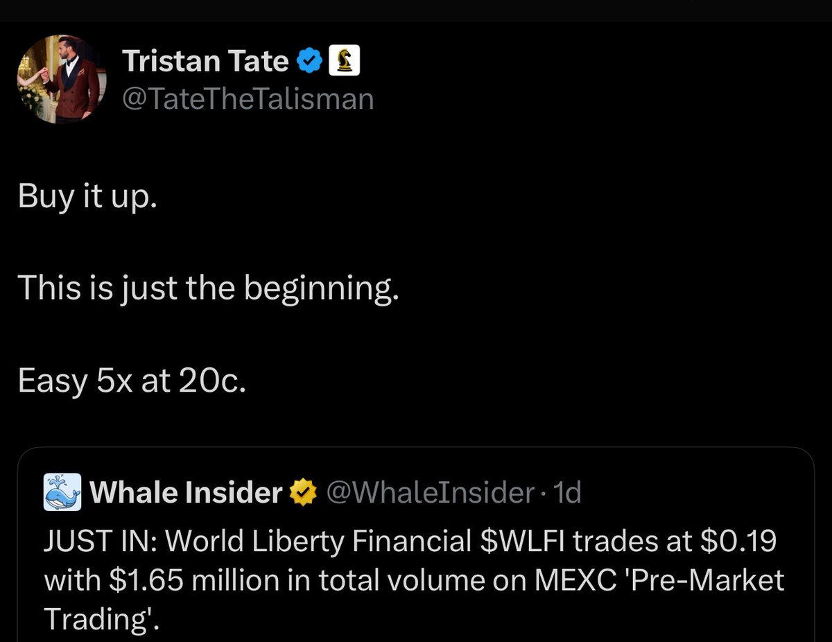 sichyi_lee's tweet photo. 💥WLFI's phase 2 starts right now
Don't miss out this time!

This will get WLFI to #100x!

✅receive $25 + your actual purchase here:

👉 https://t.co/Df9XFJPM4I

Let's make FU MONEY like TATE!💎💍 https://t.co/xBl8fdKcJy