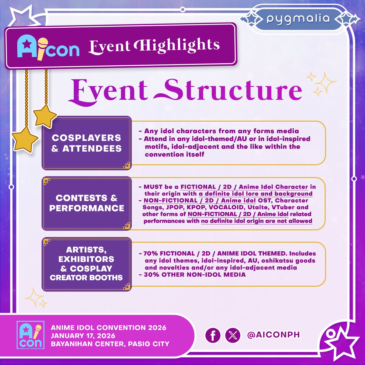 AIConPH's tweet image. Let&apos;s talk about AICon!🌟

Learn more about the history of the event, why we created it, why we celebrate our love for 2D anime idols, a refresher on AICon&apos;s event structure, especially for returnees and newcomers

#AnimeIdolConvention2026 #AIConPH #AICon2026 #AIConPH2026