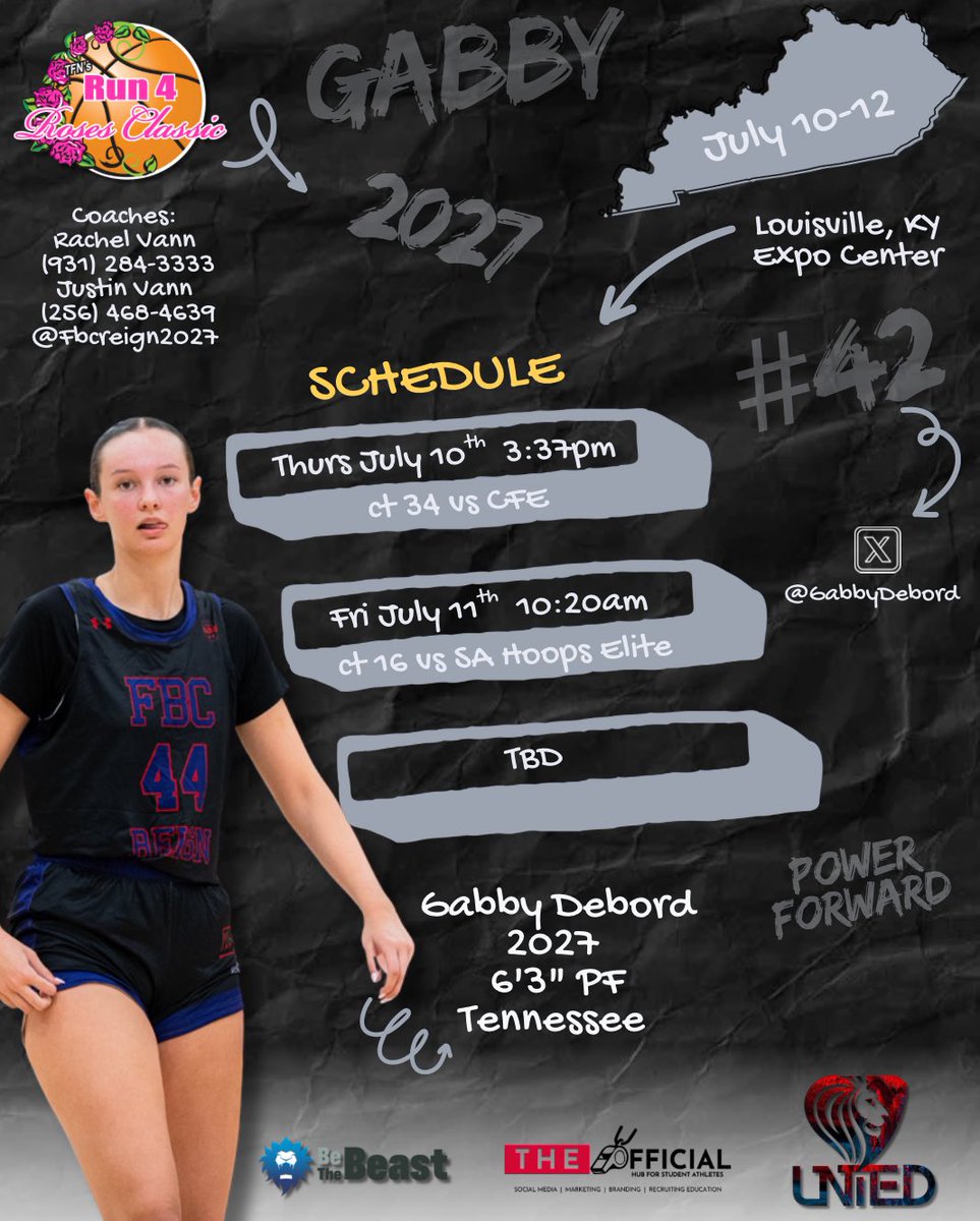 Gabby DeBord (@gabbydebord) on Twitter photo Excited to be back on the court with my <a href="/2027Fbcreign/">FBC Reign 2027 GUAA</a> team <a href="/TFNsRun4Roses/">TFN's Run 4 Roses</a>
On Thursday. The schedule is 🔥🔥
Let’s Go!!
<a href="/rfvann24/">Rachel Vann</a>
<a href="/CoachVann35/">Justin Vann</a>
<a href="/PCA_WBB/">PCA_WBB</a>
<a href="/theofficial_hub/">The Official Hub</a> Excited to be back on the court with my <a href="/2027Fbcreign/">FBC Reign 2027 GUAA</a> team <a href="/TFNsRun4Roses/">TFN's Run 4 Roses</a>
On Thursday. The schedule is 🔥🔥
Let’s Go!!
<a href="/rfvann24/">Rachel Vann</a>
<a href="/CoachVann35/">Justin Vann</a>
<a href="/PCA_WBB/">PCA_WBB</a>
<a href="/theofficial_hub/">The Official Hub</a>