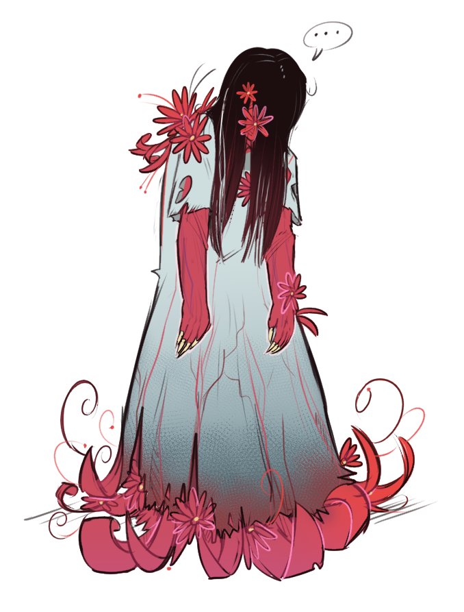 Lewkiss40's tweet image. Random thing but little Sadako sketch from a little bit ago while working on other things
(Based off a DBD skin)