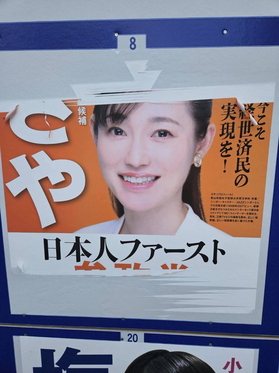 新宿区でもポスターが被害に遭いました。 選挙ポスターを剥がすのは