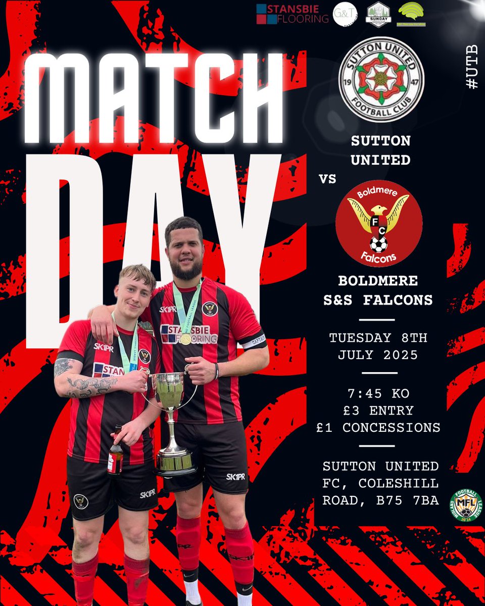 FalconsBoldmere's tweet image. 𝐌𝐀𝐓𝐂𝐇𝐃𝐀𝐘..

It’s our 2nd game in 3 days as we make the short trip over to B75 to face @MidlandLeague Division 1 side @SuttonUtdFC for a local derby.

Also your chance to watch the 24/25 @MidlandLeague Div3 Champions!

Get down to support! Details ⬇️

#UTB ❤️🖤