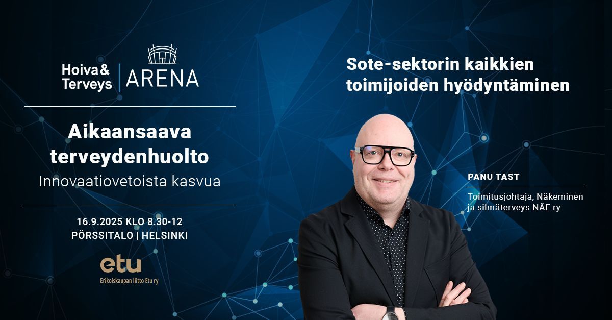 Miten saadaan sote-sektorin potentiaali käyttöön?

Aikaansaava terveydenhuolto -seminaarissa 16.9. lavalle nousee Näkeminen ja silmäterveys NÄE ry:n toimitusjohtaja Panu Tast, joka haastaa meidät kaikki katsomaan terveydenhuollon tulevaisuutta uudesta kulmasta. 

👉 Tule