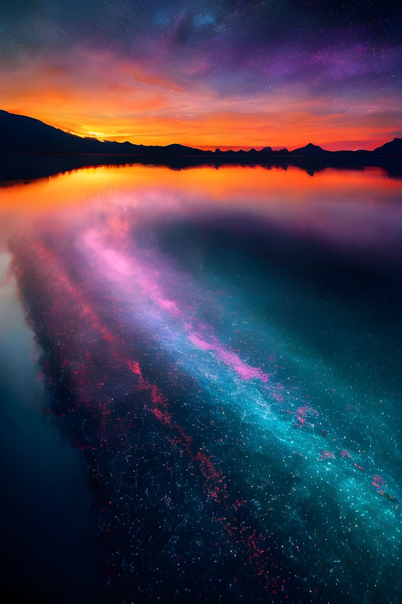 aearthic's tweet image. Amazed by the vibrant sky reflection 🌌😍 #SkyColors #NatureArt #Wow