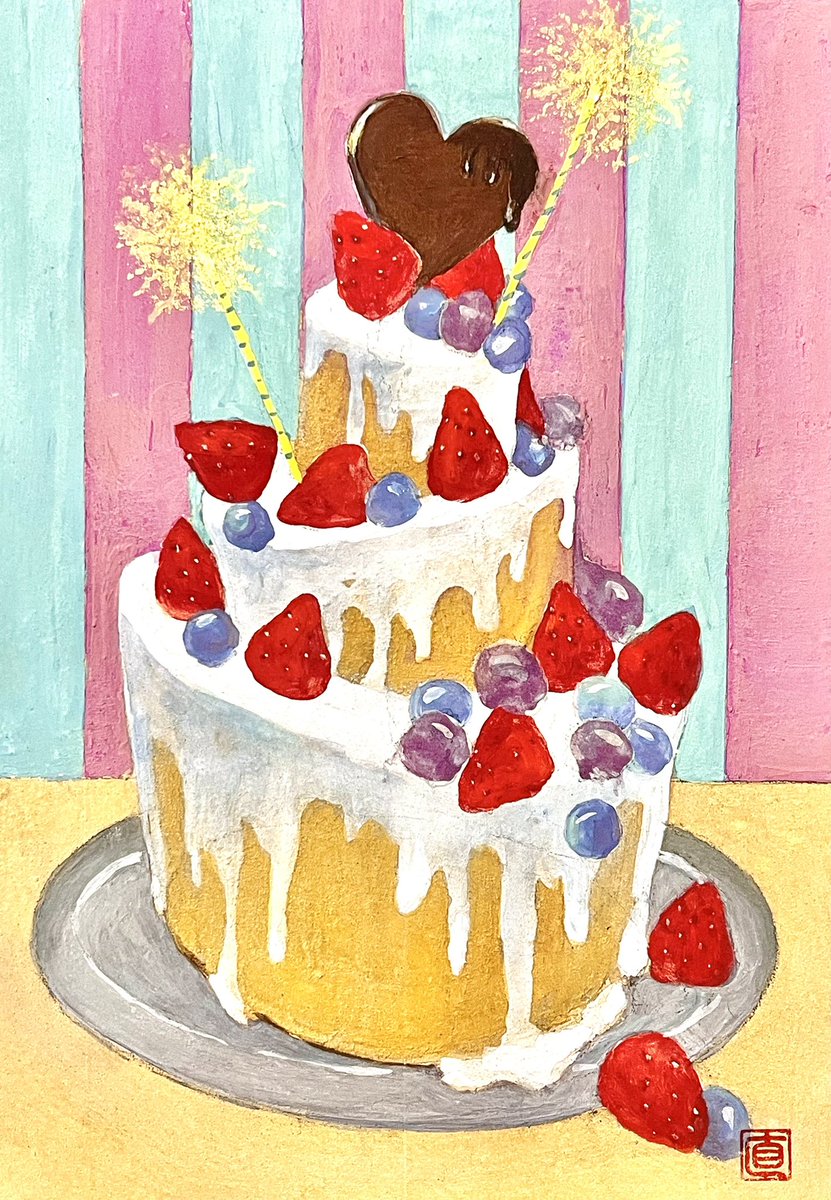 Delight サムホール #ケーキ描く人 #島田直季 ケーキ作って描いて