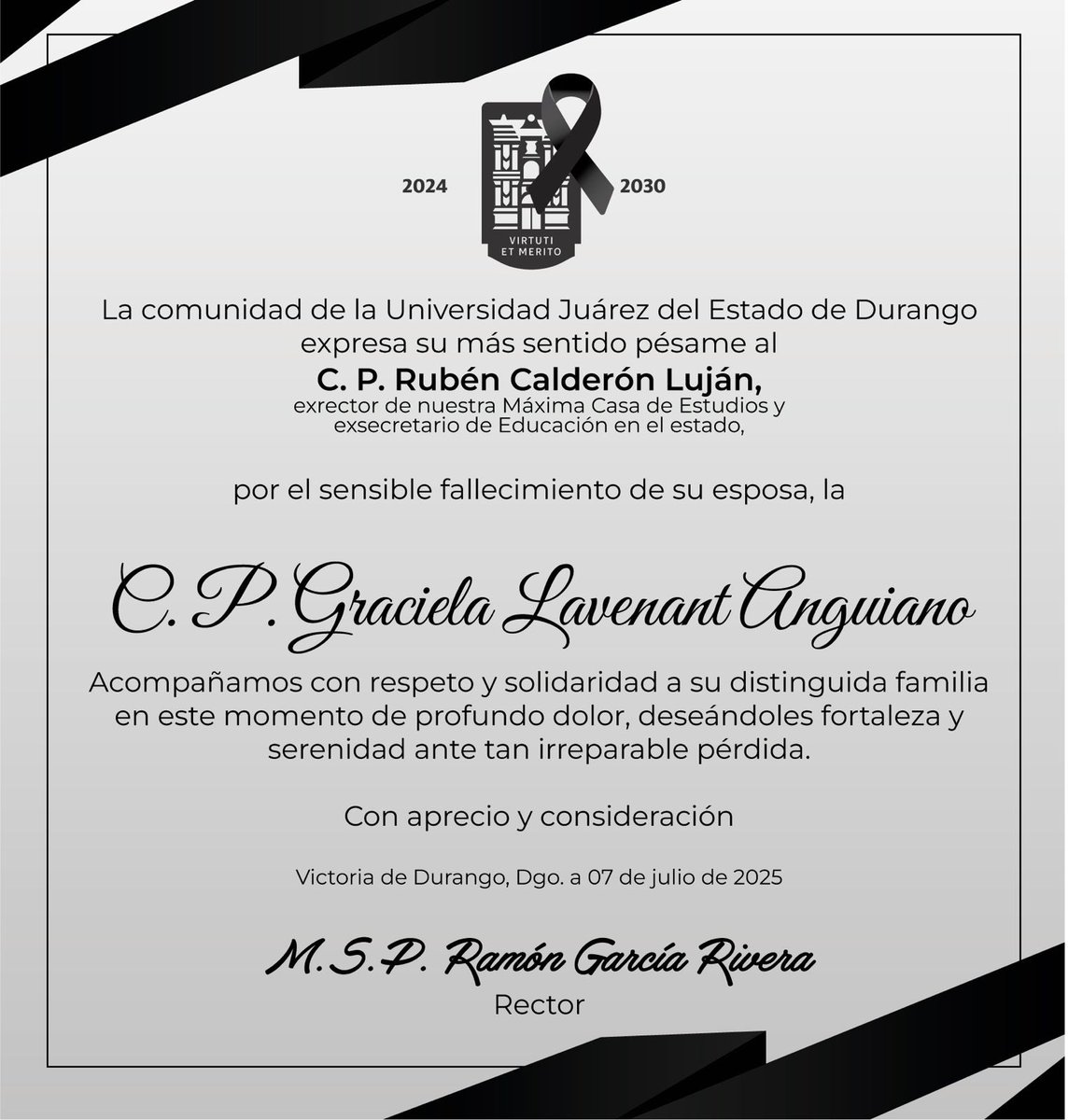 #UJEDInforma 🕊️Respetuosamente. Que en paz descanse.