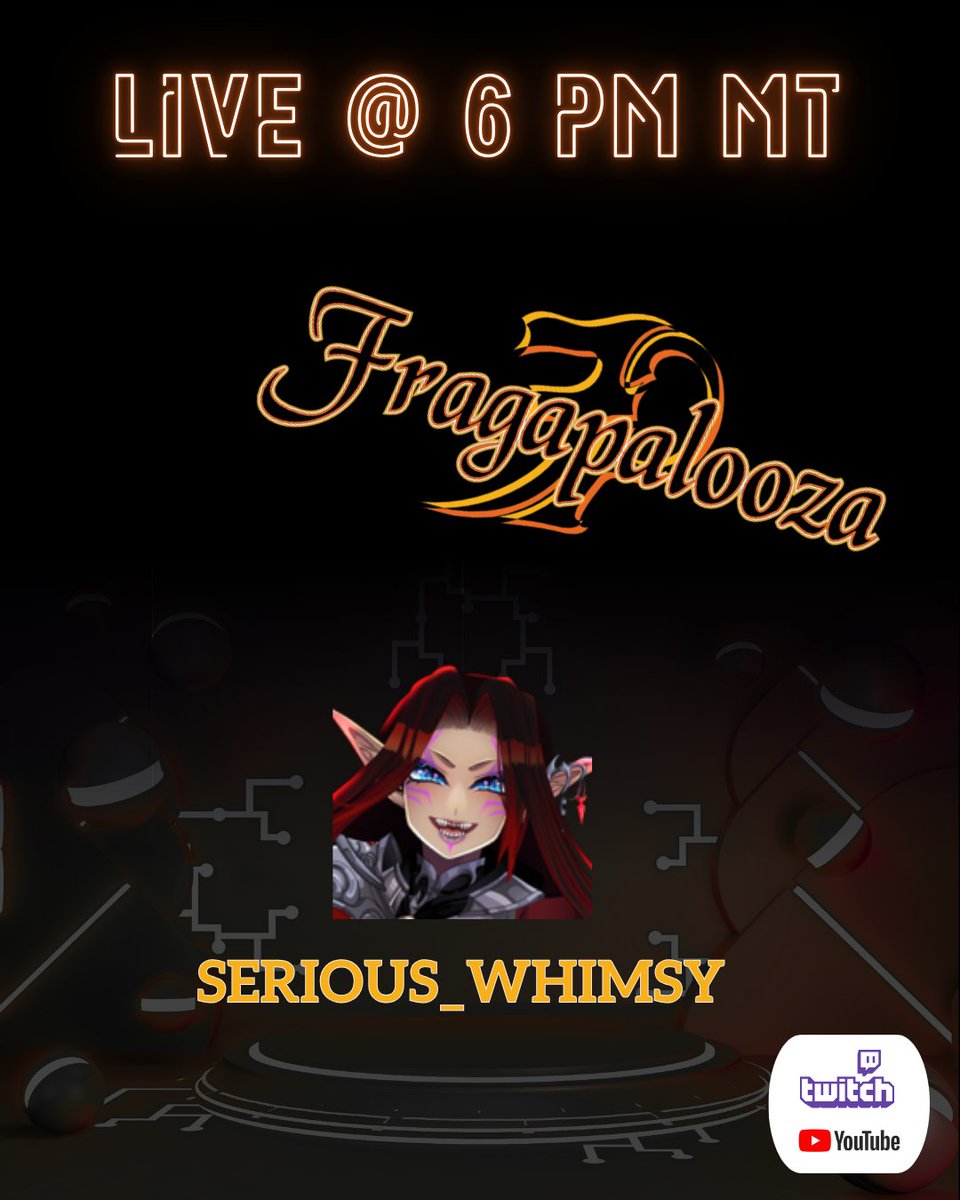 Serious_Whimsy is back for another fun stream, and a lil taste of Fragapalooza streams during the live event August 7-10th.

30 min warning!

#fpevents #fragapalooza #youtubestreamer #twitchstreamer