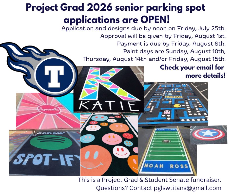 Senior parking spot applications are now open! Check your email for more details!