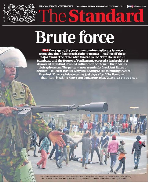 Goodmorning. On the front pages today!
#TuesdayMAANDAMANO
#RutoMustGo 
#endpolicebrutalityke
