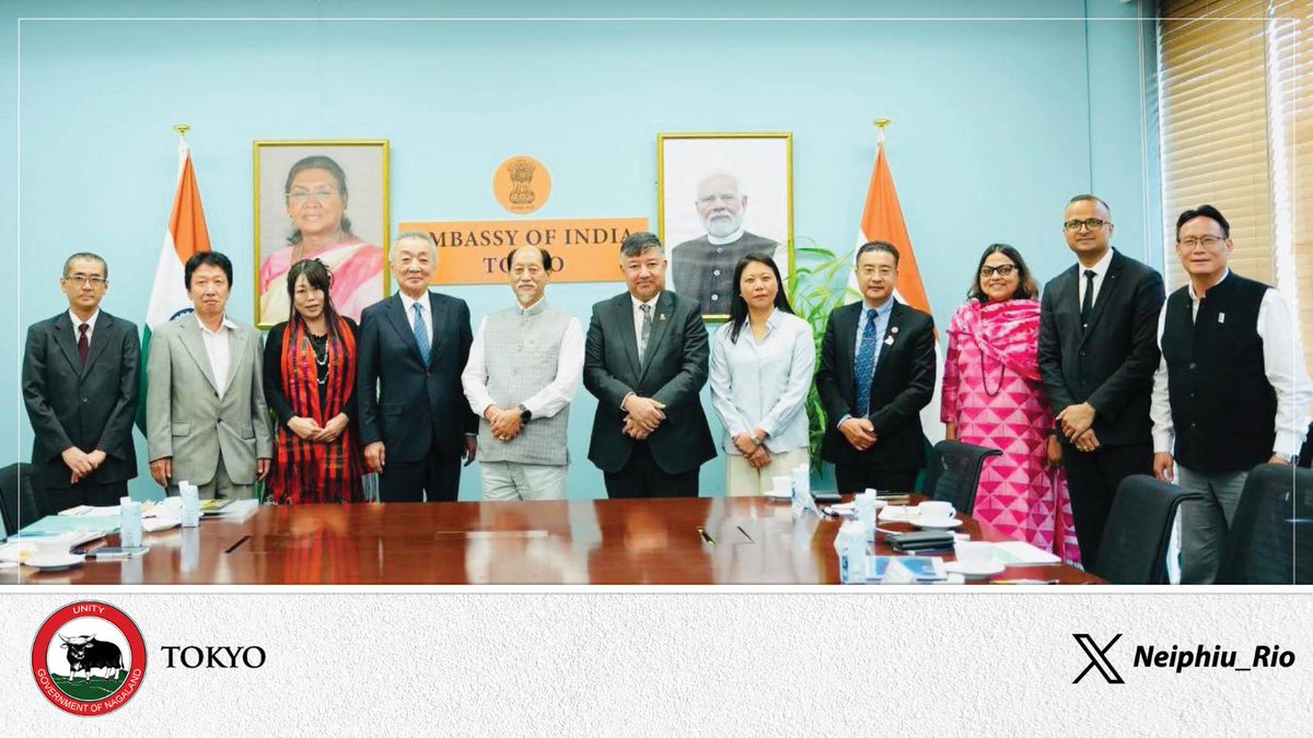 Neiphiu_Rio's tweet photo. Met with reps of the Japan-India Friendship Association, Nagano Prefecture, including former MP Mr. Jun Matsumoto, Masaki Yoshida, &amp; Kenichi Kawani to discuss HR exchange in the farm sector. Glad that Nomura Securities officials joined &amp; expressed interest in working in Nagaland. https://t.co/76j7HVkC0s