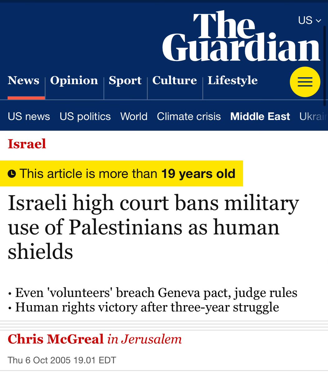 I also remember when the IDF was sued for using Palestinians as human shields so often that it became “long-standing practice” and rather than stop using Palestinians as human shields they went to court to argue that they should be able to keep using Palestinians as human shields