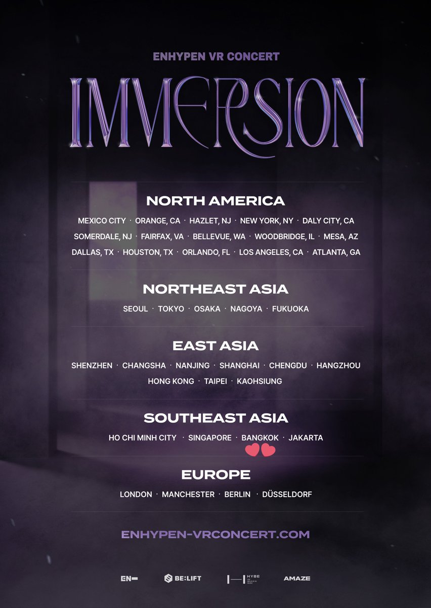 ENGENE_07h's tweet image. คอนเสิร์ต VR ครั้งแรกของ ENHYPEN ในชื่อ “ENHYPEN VR CONCERT : IMMERSION”

🇹🇭มีประเทศไทยด้วย! 
รอประกาศวันที่ซื้อบัตรและสถานที่อีกครั้ง

VR คอนเสิร์ต (Virtual Reality Concert) คือคอนเสิร์ตที่ใช้เทคโนโลยี โลกเสมือนจริง (VR: Virtual Reality)…